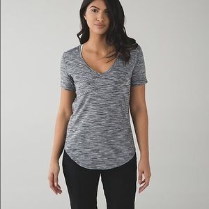 Lululemon Love Tee II Space Dye White Black 12